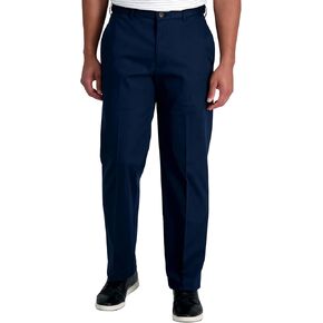 Haggar Men's Classic Fit Flat-Front Hidden Expandable Waistband Premium No Iron Khaki, 40W x 31L - Sand in Kuwait