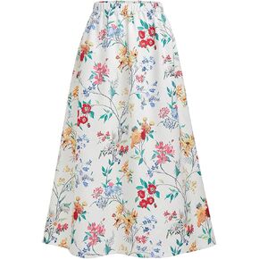 Floerns Women's Floral Elastic Waist A Line Skirt Elegant Flared Long Church Skirts