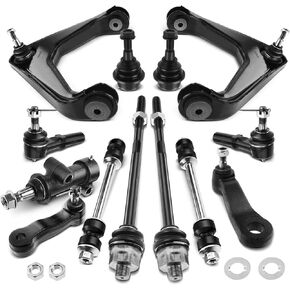 A-Premium 13Pcs Front End Suspension Kit, Fit for Chevy GMC Hummer -2001-2010 - Silverado Sierra Yukon Suburban Avalanche H2, Upper Control Arm Lower Ball Joint Sway Bar Link Inner Outer Tie Rod End