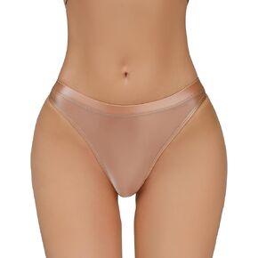 Aivtalk Oil Glossy Briefs for Women Shiny Smooth Panties Seamless Stretch Thong Panties Underwear