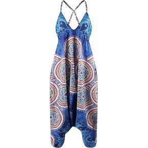 Alidamo Womens Yoga Pants Jumpsuit Backless Sleeveless Baggy Casual Hippie Palazzo Sexy Adjustable Strappy One Size for S-XL