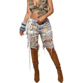 Unybwonn Women Ripped Denim Shorts Wide Leg Distressed Bermuda Cargo Jean Shorts Knee Length Destroyed Cut Off Long Jorts