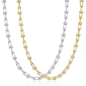 14K Gold Plated Stainless Steel Chunky Chain Choker Necklaces for Women Gold Statement Graduated Link Chain Necklace Adjustable Necklac Gold Jewelry