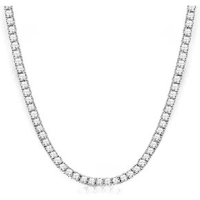 قلادة تنس 4 ملم للنساء - 18K الذهب الأبيض المطلي بالمعالم السفلية ، الجولة 5A Zirconia CHIPIC FAUX Diamond Tennis ، 16/18/20/22 بوصة للرجال والنساء