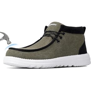 Furuian Steel Toe Shoes for Men High-top Safety Shoes for Men Lightweight Work Boots Canvas Steel Toe Sneakers Comfortable Work Loafers Zapatos De Trabajo para Hombres
