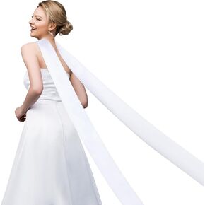 142 Inch Satin Bridal Neck Scarf Long Wedding Neck Scarf Length Draped Bride Wrap White Satin Shawl Bridal Wedding Wrap Long Evening Shawl for Women