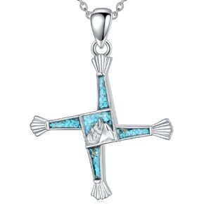 MONGAS Panda/Stethoscope/Fish Hook/Baseball/St Brigid Cross Necklace Sterling Silver Panda/Nurse/Fish Hook Cross Pendant Necklace Cross Jewelry for Women
