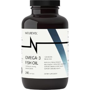 Triple Strength Omega 3 Fish Oil 4200mg - Lemon Flavored | EPA & DHA Fatty Acids | 1200mg EPA + 900mg DHA | Deep Sea Fish | Burpless Fish Oil Supplement - 240 Softgels