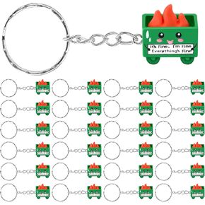 Sureio 24 Pcs Positive Emotional Support Gift 3D Dumpster Keychain with Blaze Resin Keychain for Cna Nurse End of Year Gift(Multicolor,Stylish)