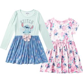 Disney Lilo and Stitch Girls 2 Pack Dresses for Toddlers and Big Kids