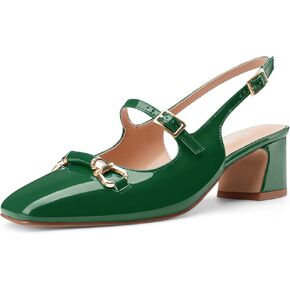 Oh Mispares Slingbacks Block Heels for Women Square Toe Low Heels Adjustable Buckle Strap Slip on Fashion Slingback Spring Summer Dress Pumps