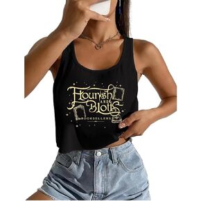 Cropped Flourish and Blotts Tank Tops Cute Book Graphic Crop Tops for Women Wizard Magical Vest Clothes