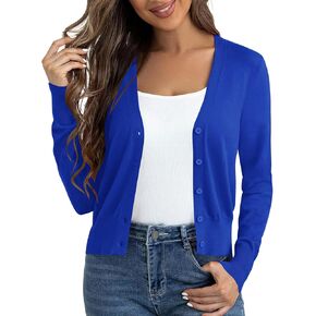 Cropped Cardigan Sweaters for Women Long Sleeve Button Down Open Front Bolero Shrugs for Dresses, S-XL