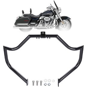 1997-2008 Crash Bar Engine Guard for Harley Davidson Touring Street Glide Road King Electra Glide CVO and Trike Engine Support Bar Highway Bar Accessories, Gloss Black