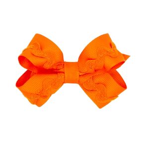 Wee Ones Girls' Back to School Ric Rac Trim Hair Bow on a WeeStay Clip, Handmade, size Mini, Green
