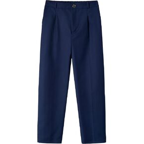 LOLANTA Boys Dress Pants Kids School Uniform Pants Slim Fit Formal Trousers with Belt Loops, Pleated, Elastic 4-14 Years
