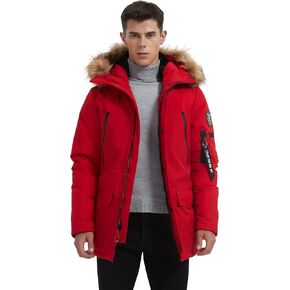 Molemsx Long Jacket For Men Down Coats For Men, Men's Winter Jacket Warm Parka Puffer Jacket Men's Down Jackets & Coats Winter Down Jacket for Cold Weather with Hood Faux-Fur Trim Black L-Regular in Kuwait