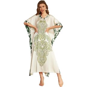 PRODESIGN Kaftan Dresses for Women - V-Neck Batwing Sleeve Caftans Nightgown Robe Cover up Loungewear Bathrobe for Daily