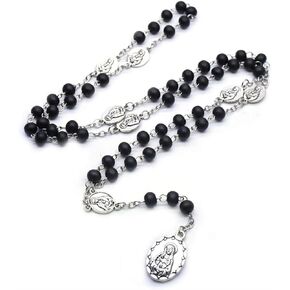 Seven Sorrows of Mary Rosary Wooden Beads Catholic Jewelry Necklace for Pray