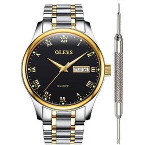 OLEVS Watch for Men Stainless Steel Business Dress Analog Quartz Men Watch Large Face Day Waterproof Luminous Classic Wrist Watch