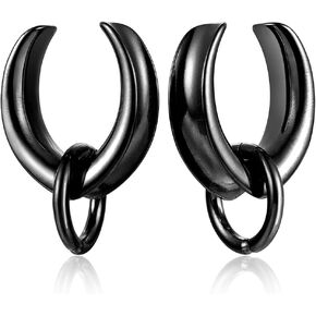 Casvort 2 PCS Hypoallergenic 0G-1" Comfy Dangle Hoop Saddle Plugs Hangers 316 Surgical Stainless Steel Fashionable Ear Gauges Body Piercing Jewelry