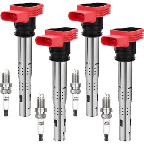 UF529 Ignition Coil & 4644 Double Iridium Spark Plug For Audi A3 A4 allroad Quattro A5 Q5 TT RS,For VW Beetle CC Eos Golf GTI Jetta Passat Tiguan Replaces# 06E905115 GN10446 C1631