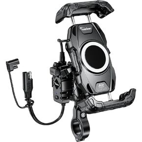 Motorcycle Smartphone Holder, Vibration Absorption, QI, Wireless Charging, USB Powered, Waterproof, Mobile Phone Holder, Vibration Absorption, Mount, Air Mount, KDR-M28A