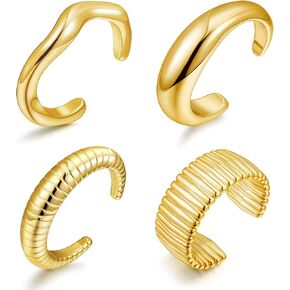 YVVLEE 4PCS Chunky Gold/Silver Cuff Bangle Bracelets for Women Minimalist Acrylic Open Wide Statement Bangle Bracelets Irregular Cuff Bracelets Set