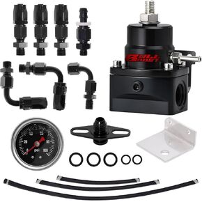 Universal Racing Adjustable Fuel Pressure Regulator Set EFI FPR with 30-70 Psi Gauge 6AN - 6AN Feed & Return Fuel Line Hose Fitting Connectors Kit