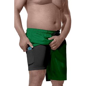 Big and Tall Men's Swim Trunk 8" with Compression Liner 8 Inch Inseam Quick Dry Board Shorts & Zipper Pocket （2XL-9XL