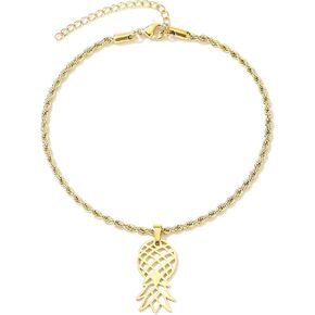 SwingerLifestyleGuide Upside Down Pineapple Anklet, Upside Down Pineapple Pendant Ankle Bracelet, Upside Down Pineapple Swinger Anklet (Gold)