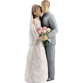 ShineOnAnegl 8“ Bride and Groom Statue Newlywed Couple Sculpture Wedding Home Decor.