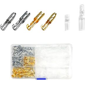 320PCS Double Bullet Wire Connectors, 3.9mm 3.5mm Male Female Bullet Terminal Connector with Insulation Sleeve, Brass Crimp Terminal Wire Connector for Car Truck Motorcycle