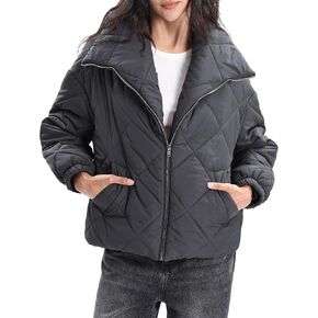 Xintianji نساء مربعات خارجية معاطف طوق المنبعث من الأكمام - سترة شتوية طويلة الأكمام مع جيوب in Kuwait