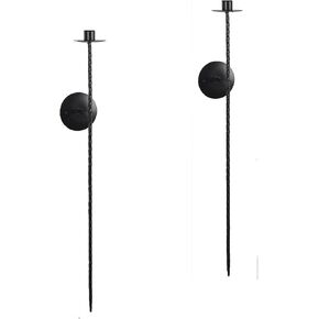 Wall Candle Holder Set of 2 Large Twisted Candle Sconces Wall Mount Metal Candle Holder for Dining Room, Living Room, Office, Bedroom(23.5Inch,Black)