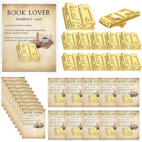Book Lover Pins Bulk Metal Bookish Lapel Brooches Gifts with Retro Cards Bags for Women Teacher Student
