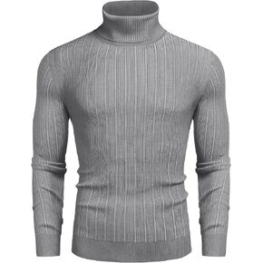 COOFANDY Men's Slim Fit Turtleneck Sweater Ribbed Knitted High Neck Pullover Sweaters