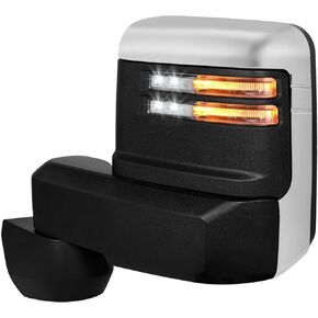 Driver Side Towing Mirror for 2020-2025 Chevy Silverado/GMC Sierra 2500HD 3500HD Left Side with Black Cover, Without Camera