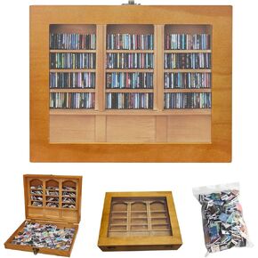 Anxiety Bookshelf, Shake Away Stress Miniature Library with 320pcs Mini Books, Therapeutic Room Decor & Creative Gift for Book Lovers, Includes Display Cabinet & Matchbox Design
