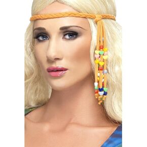 Smiffys 1960's Hippie Beaded Headband - Brown