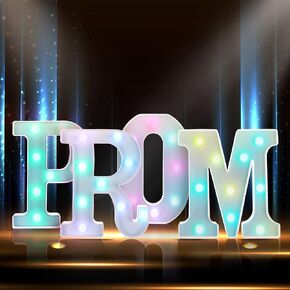 Kathfly 4 Pcs LED Prom Letter Lights 3D Extra Large Prom 2025 Light up Sign Marquee Letters Decorations for 2025 Graduation Party Supplies(White)