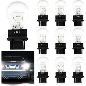 10 PCS 3157 Halogen Bulb, 12V 21/5W BAY15D High and Low Foot Double Filament Brake Light, Quartz Glass Waterproof High Brightness Plug and Play Indicator Light, for Most Cars (Amber)