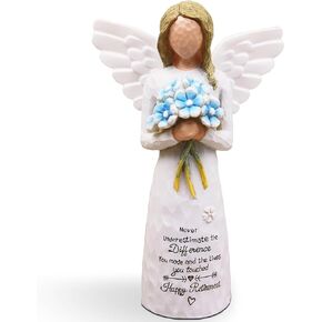 AUKEST Retirement Gift for Woman - Retirement Gifts for Women, Happy Retirement Decorations, Retired Gifts for Women Coworkers Friends, Baptism Gifts for Girl - 5.1" Angel Figurine (Purple)