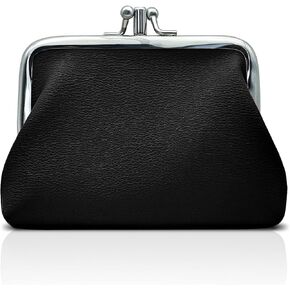 Coin Purse, PU Leather Mini Coin Pouch Portable Coin Purse for Women and Girls, Coin Purses Coin Wallet with Kiss Lock for Coins, Keys, Rings, Earrings (black)