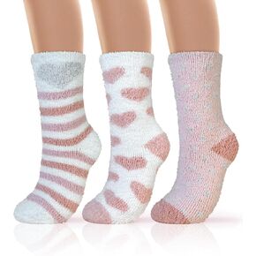 72-BOSEDLE SUPRE SUPRE DUZZY SOCKS HOMES for Women Mother Girls ، Fluffy Warm Sway Sway Conte Clipper Scleper 3 Bairs