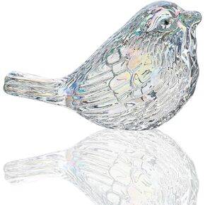 H&D HYALINE & DORA Blue Glass Bird Figurines Bird Gifts for Bird Lovers Women Crystal Glass Animal Figurine Collectible for Home Shelf Decor