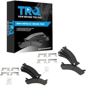 TRQ Brake Pads شبه معادن متوافقة مع 2001-2006 Chevrolet Silverado 3500 2007 Silverado 3500 Classic 2007-2010 Silverado 3500 HD GMC Sierra 3500 Sierra 3500 Classic Sierra 3500 HD