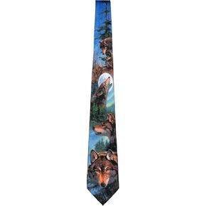 WOLF-303 - Mens Novelty Wolves Howling Moon Necktie