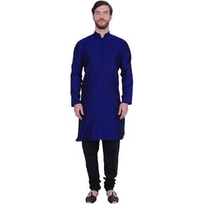Maple Clothing Indian Wedding Party Wear Poly Silk Men's Kurta Pajama