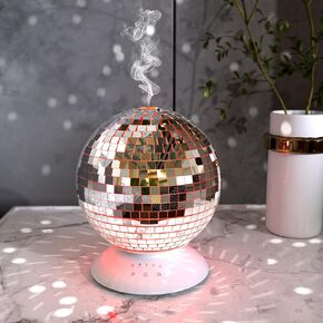 Rotating Essential Oil Diffuser with 14 Light Modes & 4 Timer Settings - Mirror Disco Decor for Aromatherapy, Parties, Home/Office (Portable, Energy-Saving)